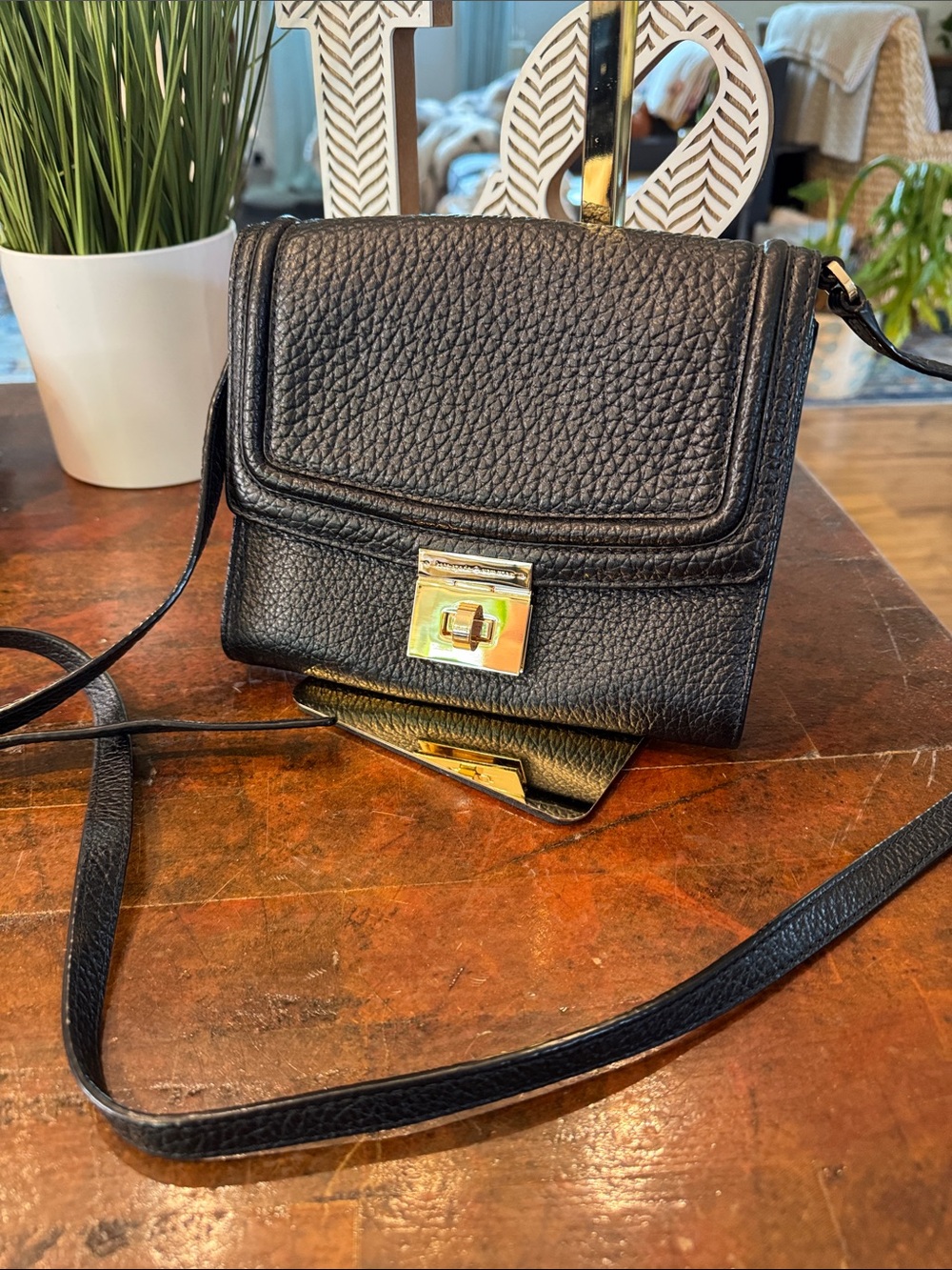 kate spade Black Pebbled Leather Crossbody with Gold Turn-Lock